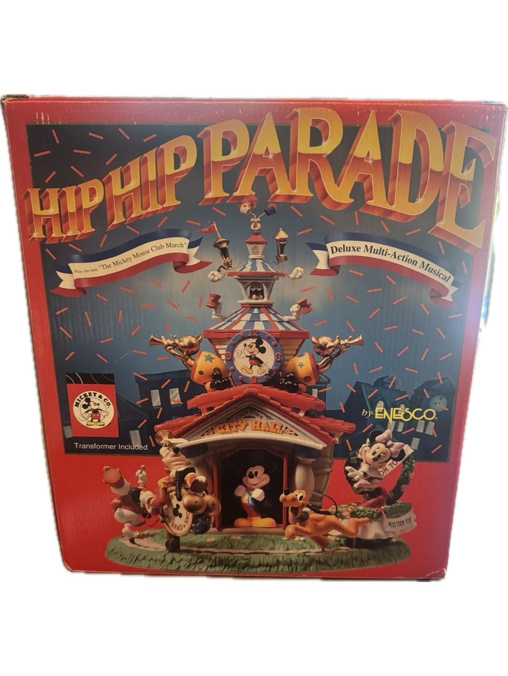Disney Enesco Hip Hip Parade Mickey Mouse Musical WORKS w/ Box Transformer